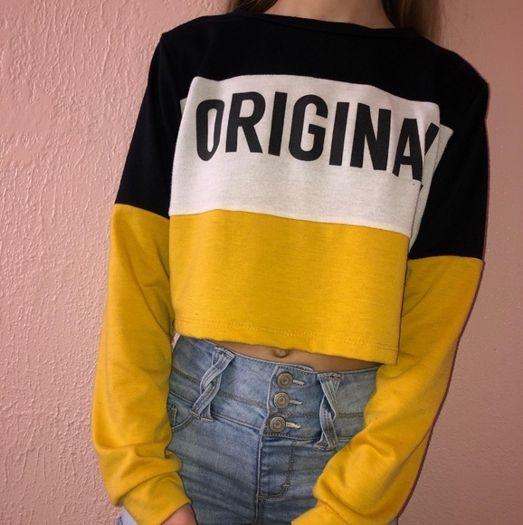 black and yellow crop top